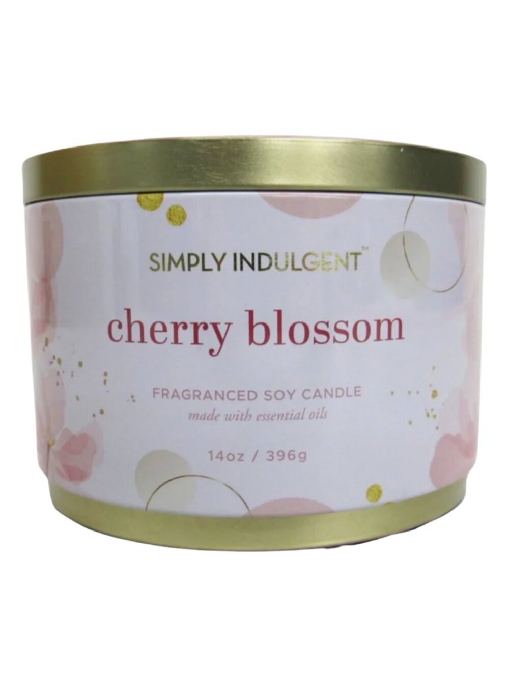 Simply Indulgent Candle, Large 14 oz. Cherry Blossom Scented 4 Wick Soy Wax